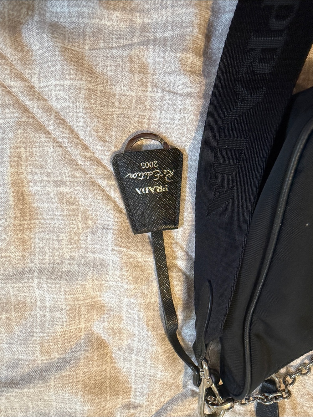 Prada Black Nylon Crossbody Bag with Chain Detail - Picture 9 of 12